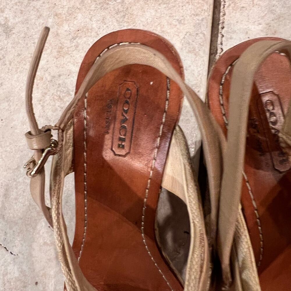 Coach Mendez Tan Beige Platform Wedge Sandals Siz… - image 2